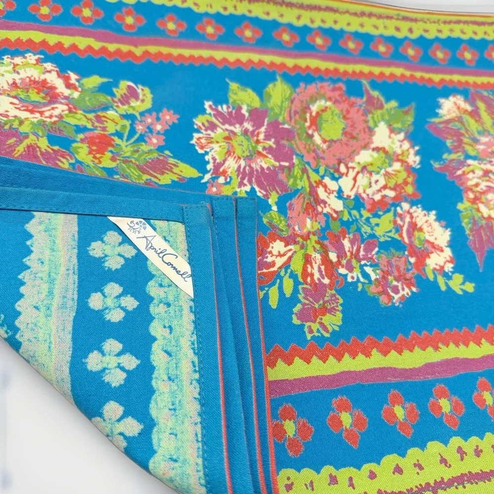 April Cornell Placemats Floral Rose Blue Shabby Cottage 4 PC French Country Retr